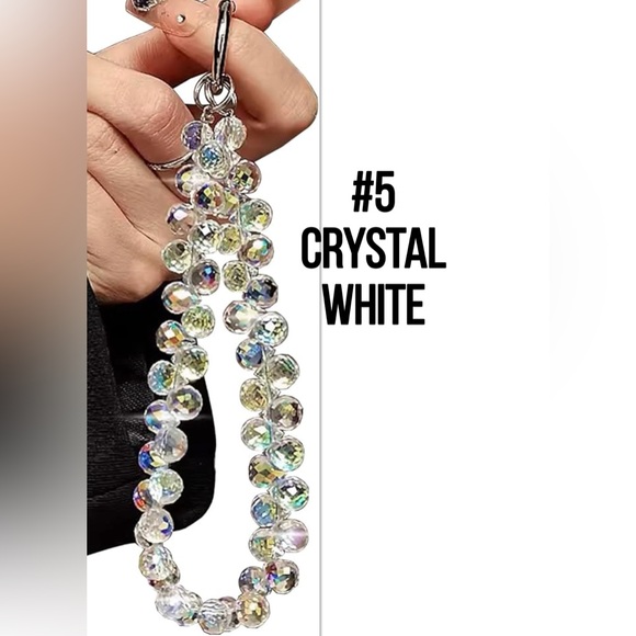 Crystal Beaded Phone Charm Lanyard with 3 attachments, 5 color choices-Pick One! - Picture 8 of 8